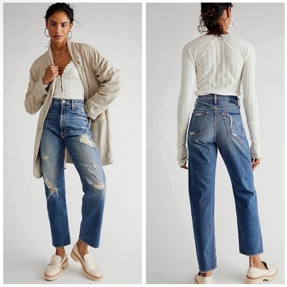 Mother Superior High Waisted Study Hover Distressed Jean Peaches and Screams 24 - Picture 3 of 16